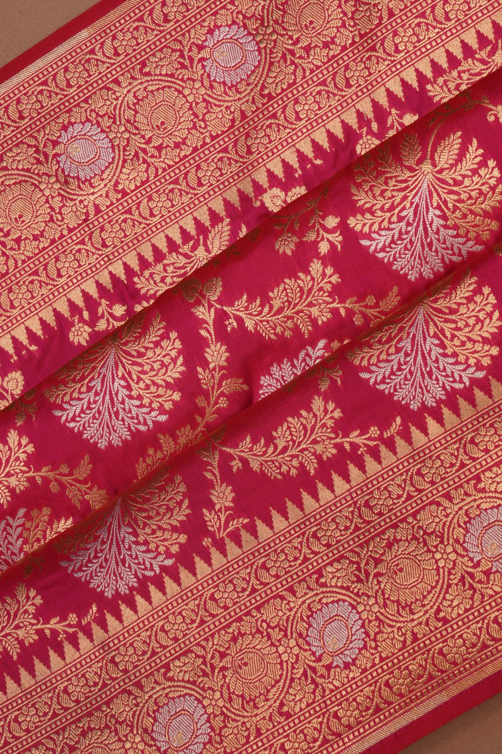 Image of Banarasi Brocade Pink Saree