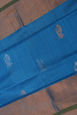Image of Uppada Silk Smoky Blue Saree