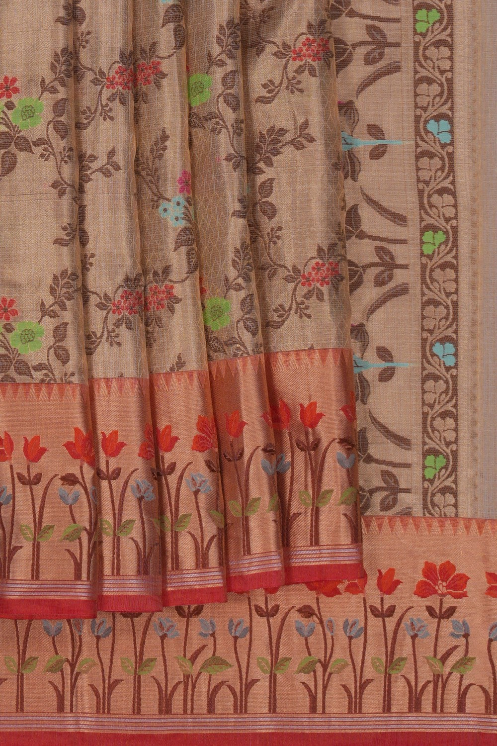 Image of Kota Silk Tissue Gold Saree