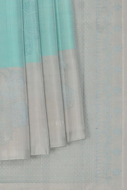 Image of Aqua Blue South Silk Saree