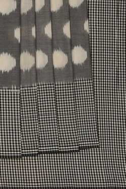Image of Pochampally Ikat Cotton Grey Saree
