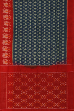 Image of Pochampally Ikat Cotton Teal Green Saree