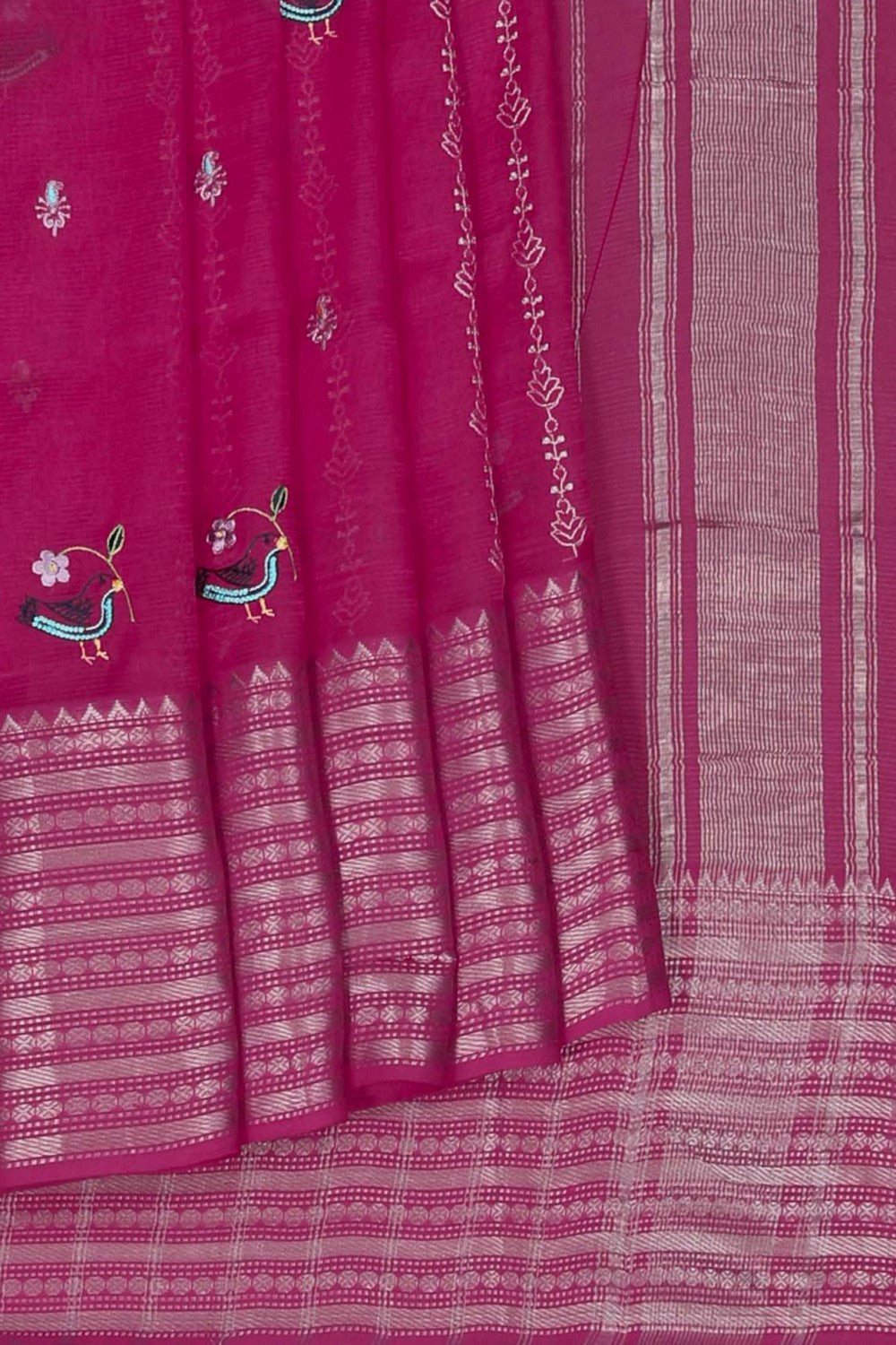 Image of Mangalgiri Silk Embroidery Saree