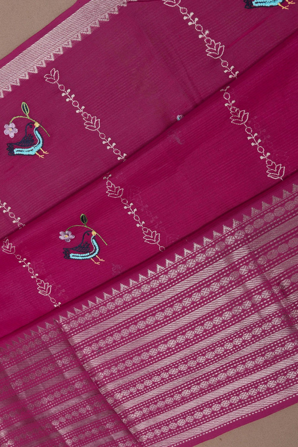 Image of Mangalgiri Silk Embroidery Saree