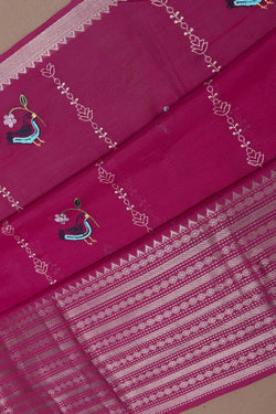Image of Mangalgiri Silk Embroidery Saree