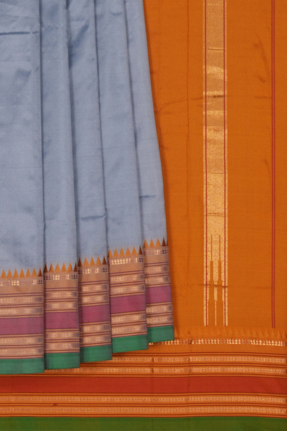 Image of Narayanpet Pure Silk Grey Saree