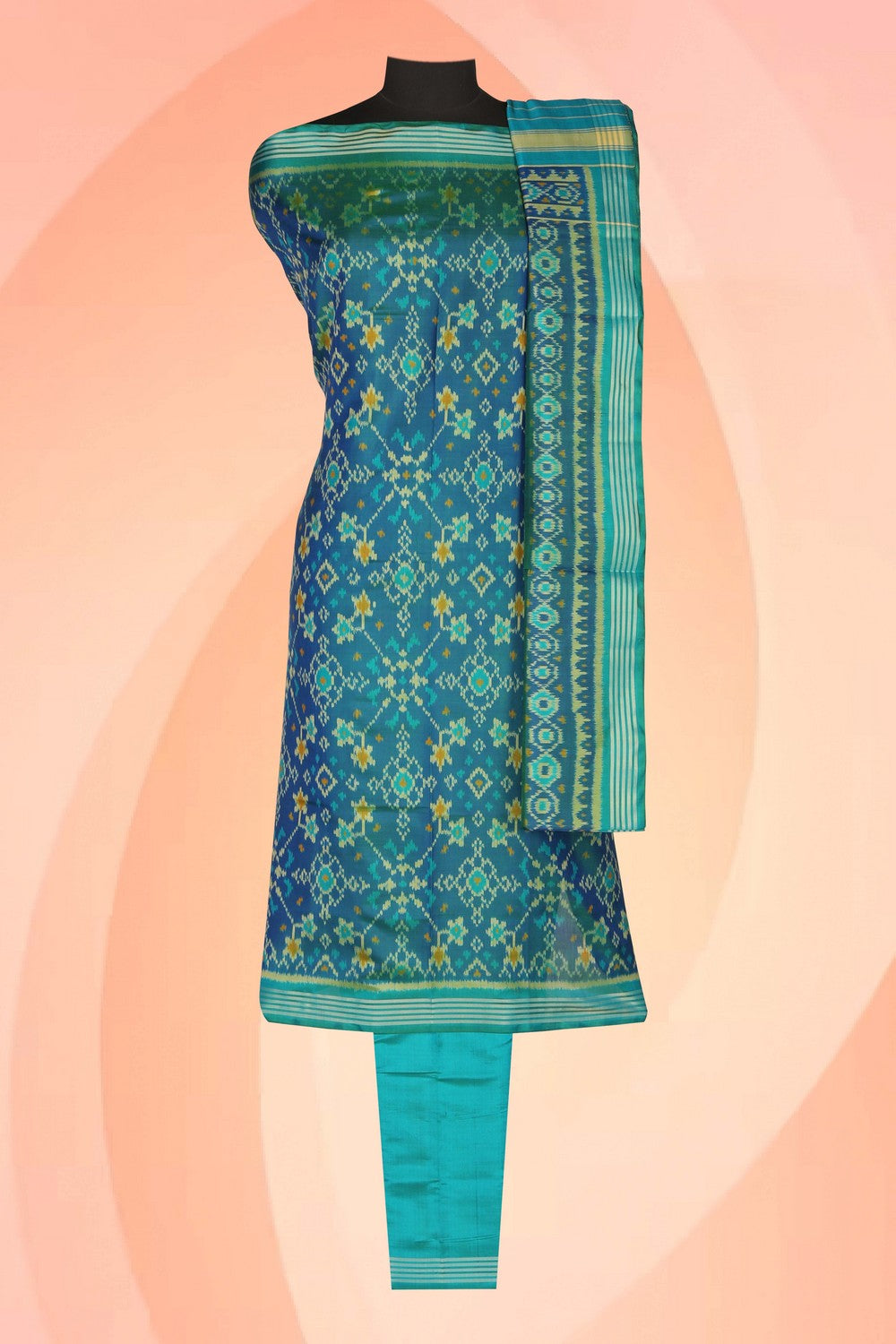 Image of Rajkot Patola Silk Unstitched Suit With Dupatta (3 Pcs Set)