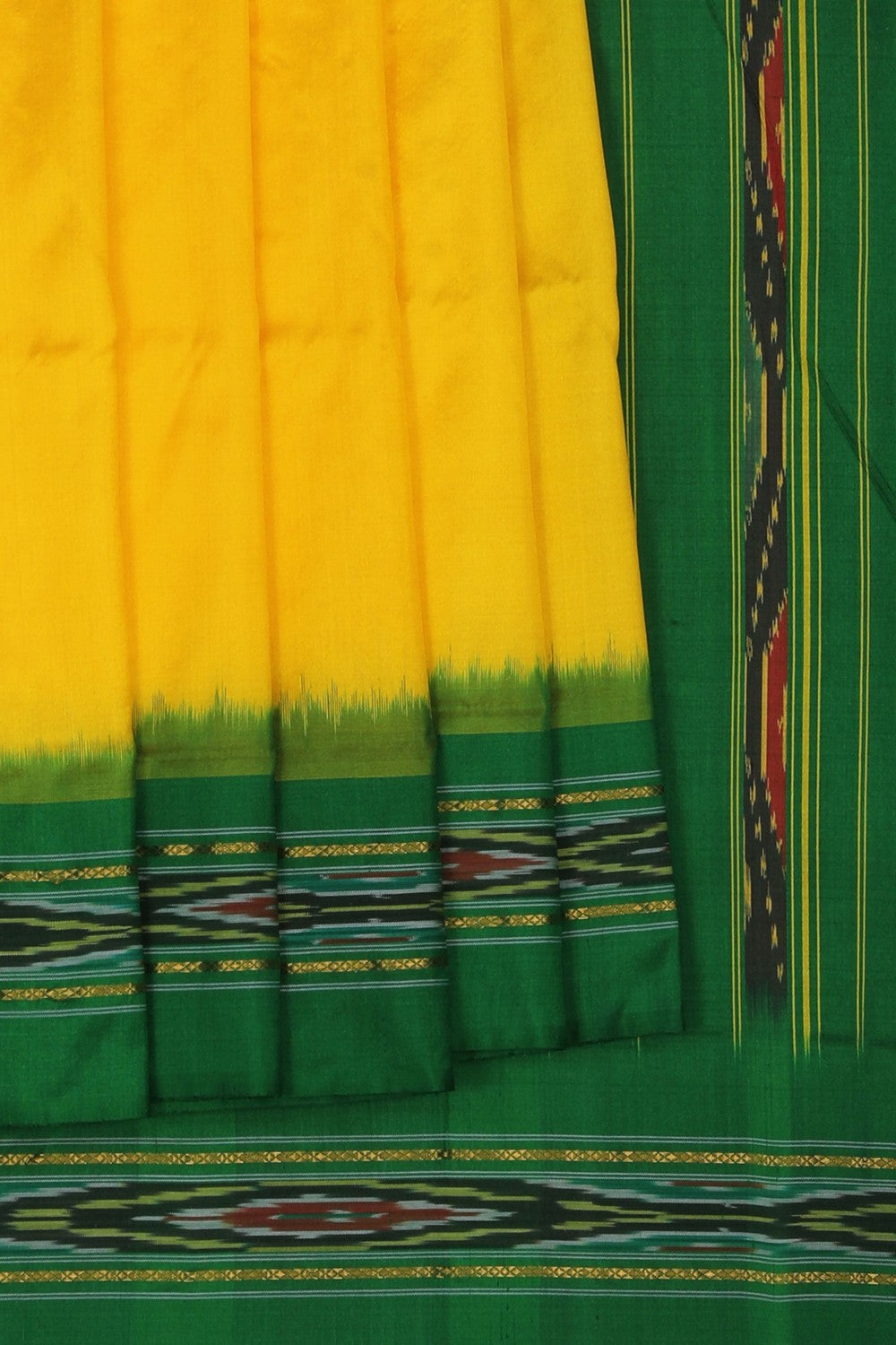 Image of Pochampally Ikat Silk Yellow Saree