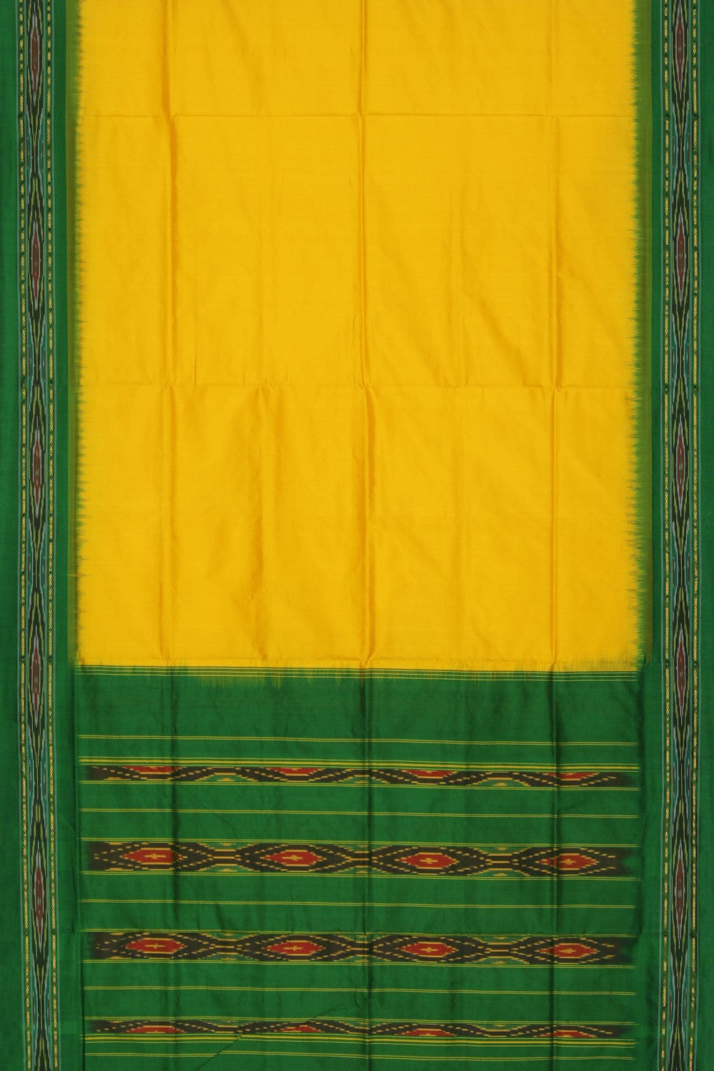 Pochampally Ikat Silk Yellow Saree