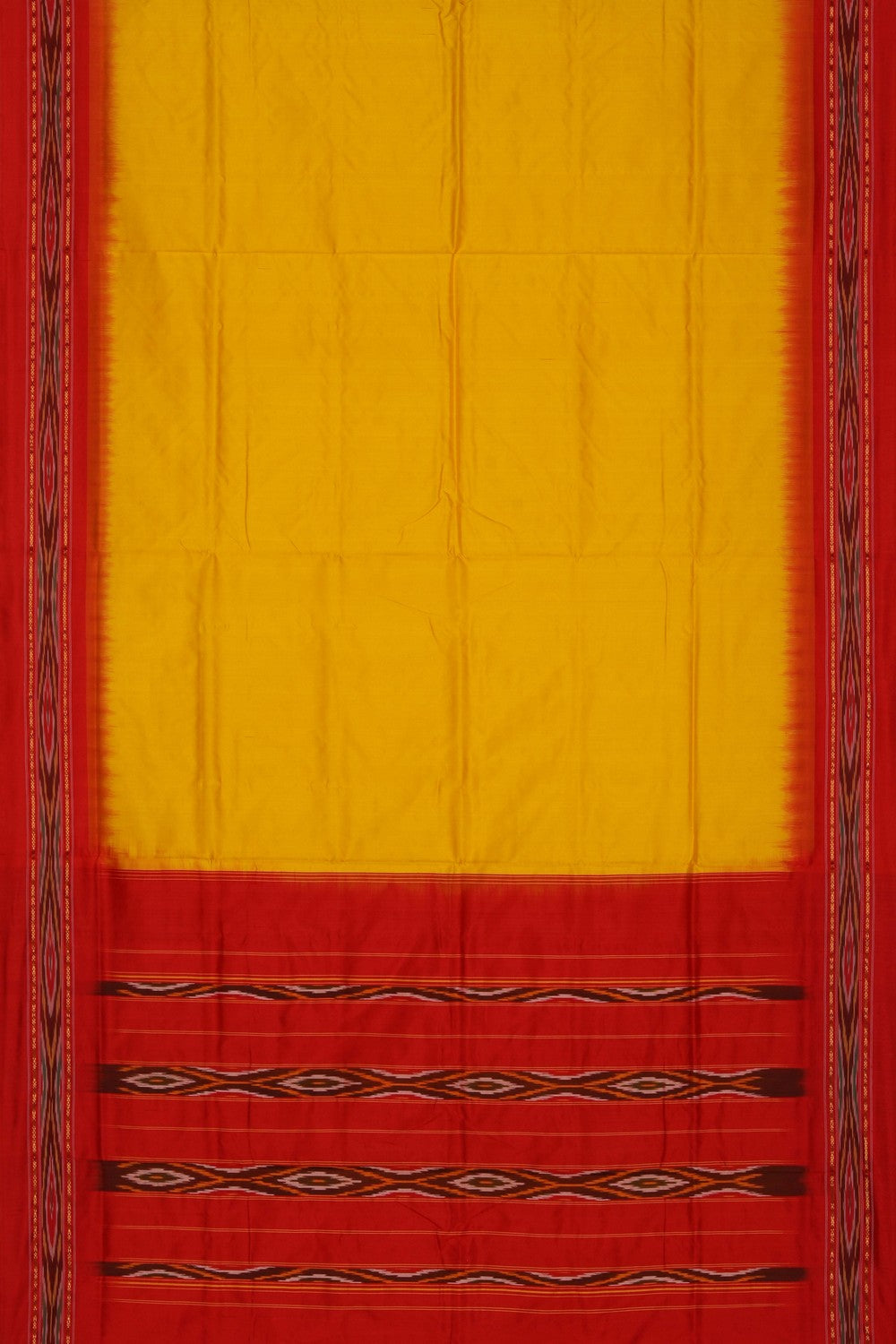 Pochampally Ikat Silk Yellow Saree