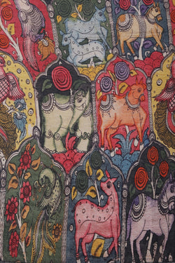 Image of A Pochampally Kalamkari printed saree