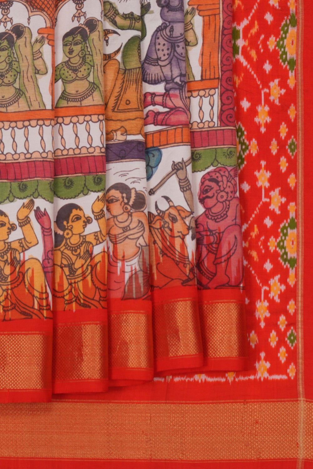 Image of A Pochampally Kalamkari printed saree
