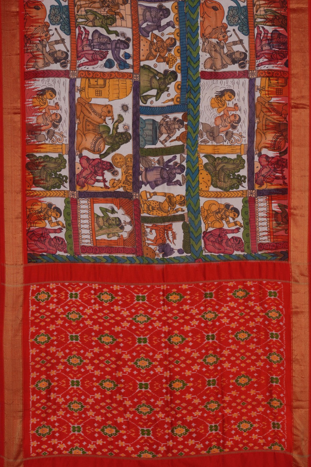 Image of A Pochampally Kalamkari printed saree