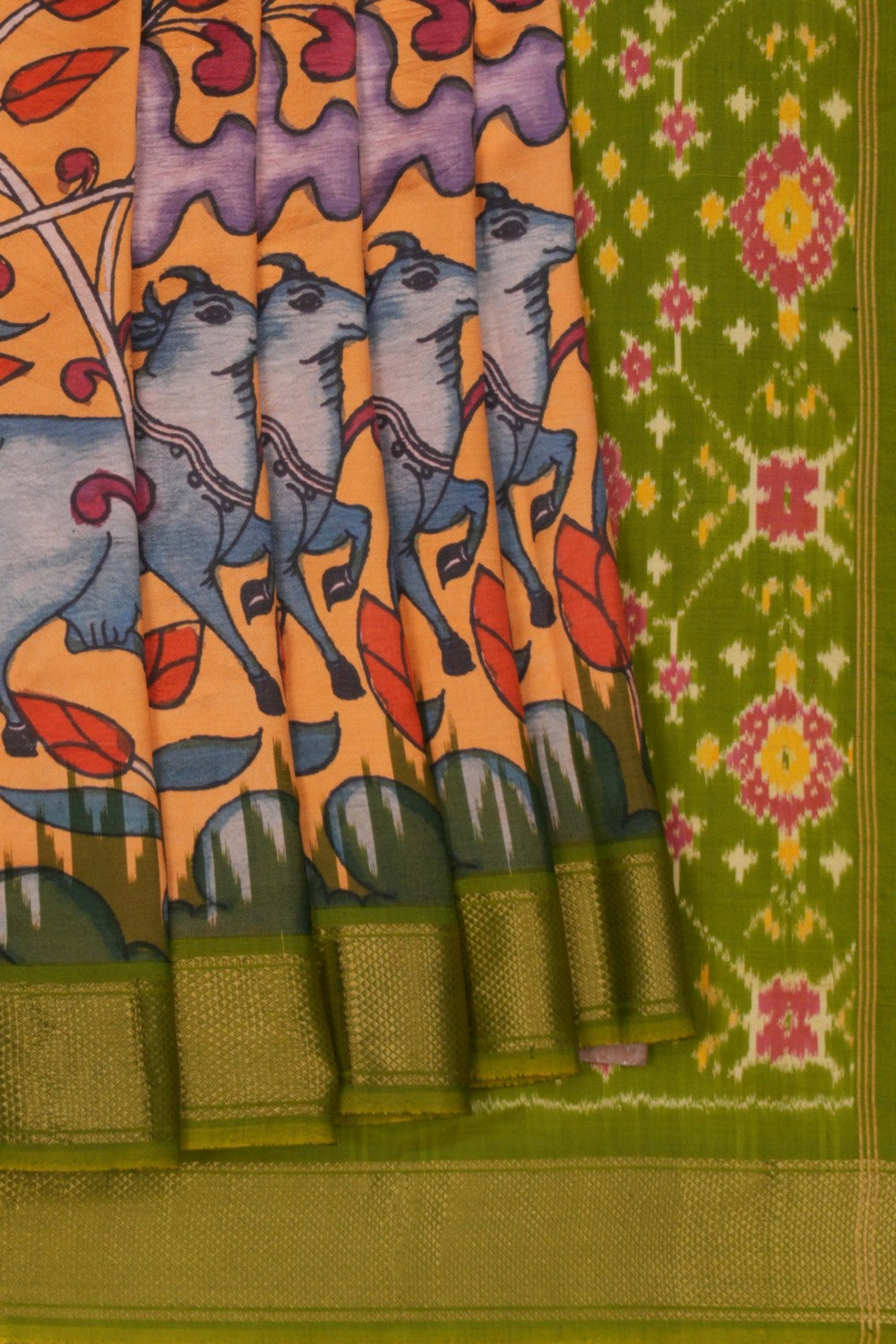 Image of A Pochampally Kalamkari printed saree