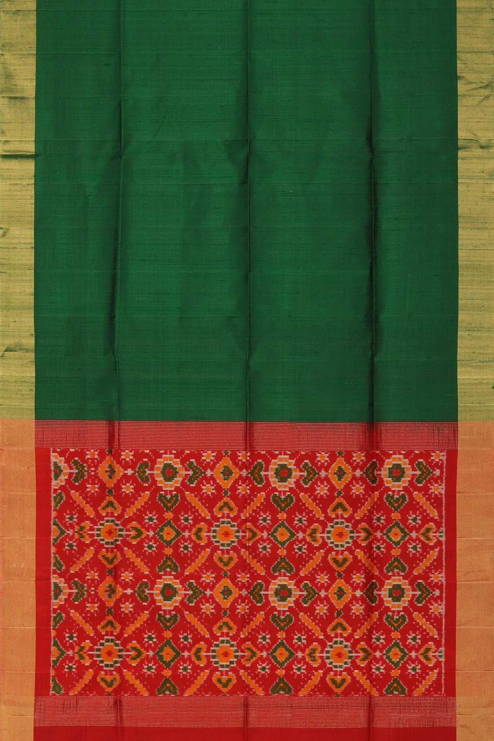 A Dupion silk saree with an Ikat pallu