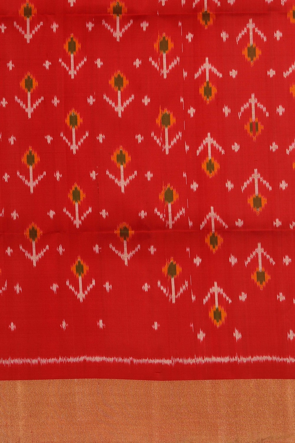 A Dupion silk saree with an Ikat pallu