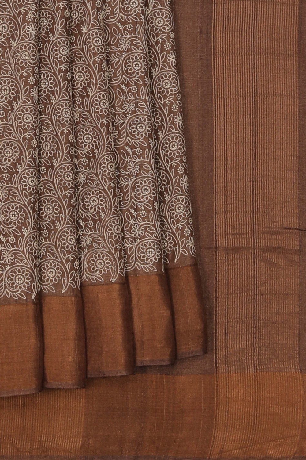 Tussar Silk Brown Saree