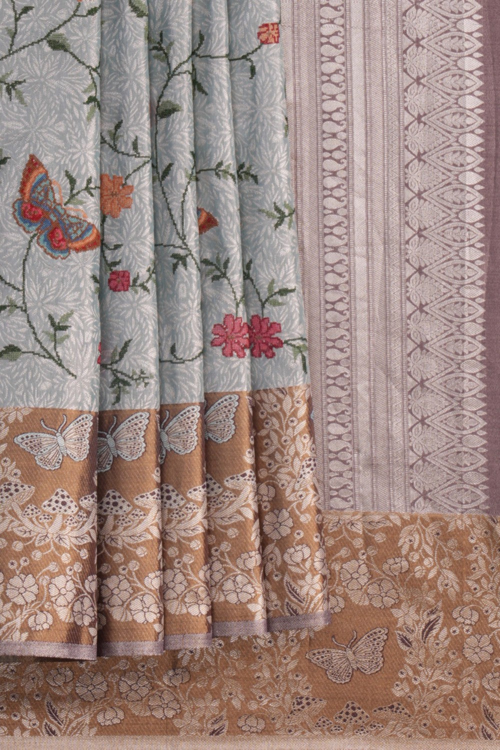 Image of A Beautiful Tissue Brocade Embroidery Saree