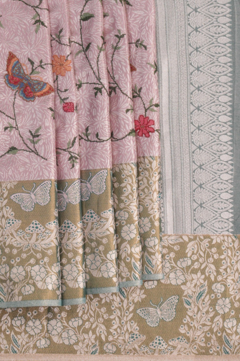 Image of A Beautiful Tissue Brocade Embroidery Saree