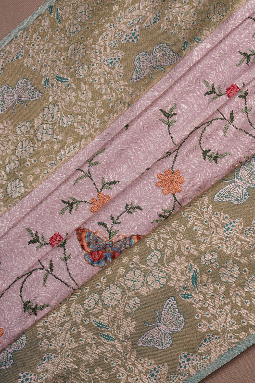 Image of A Beautiful Tissue Brocade Embroidery Saree