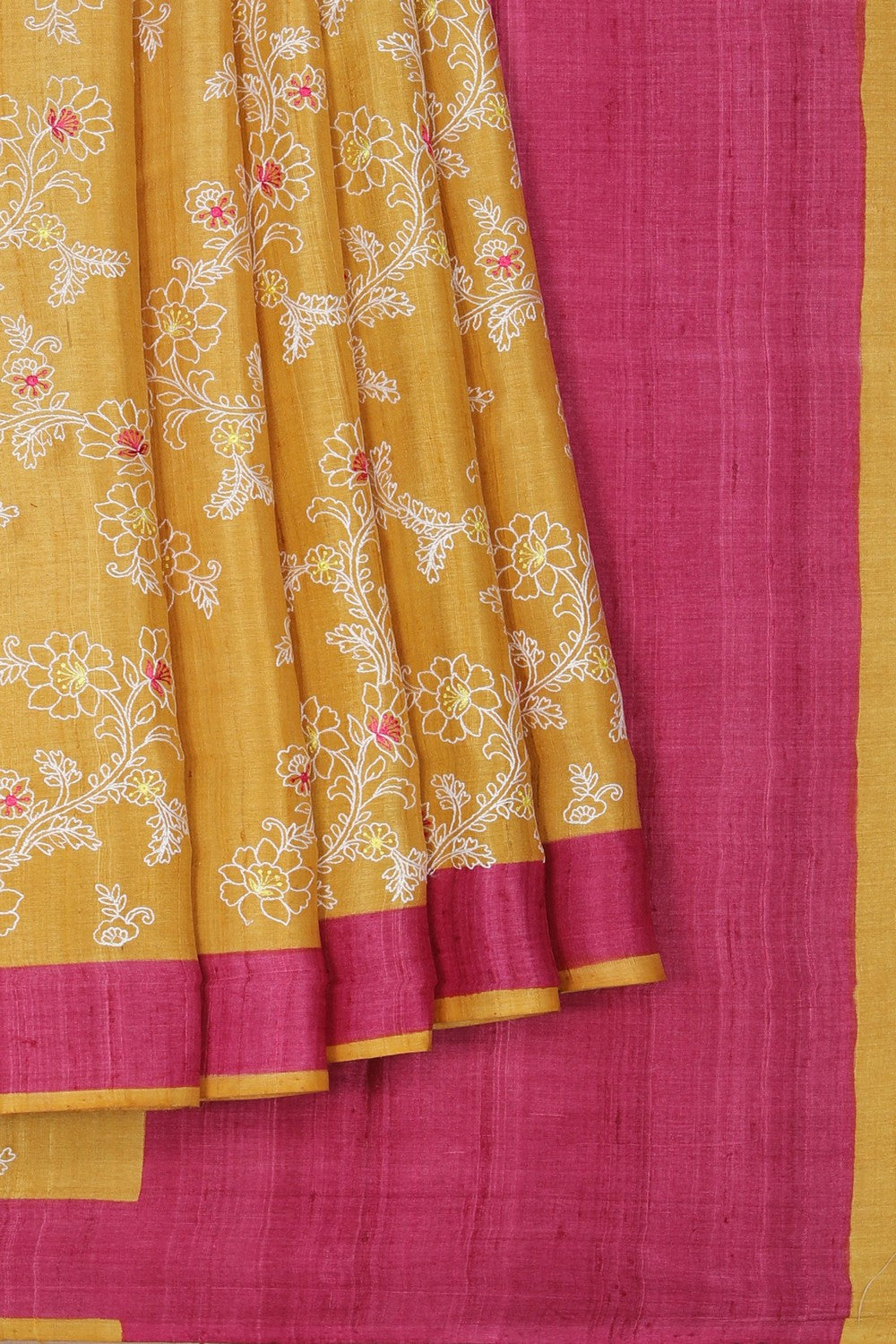 Image of A Beautiful Tussar Silk Embroidery Saree