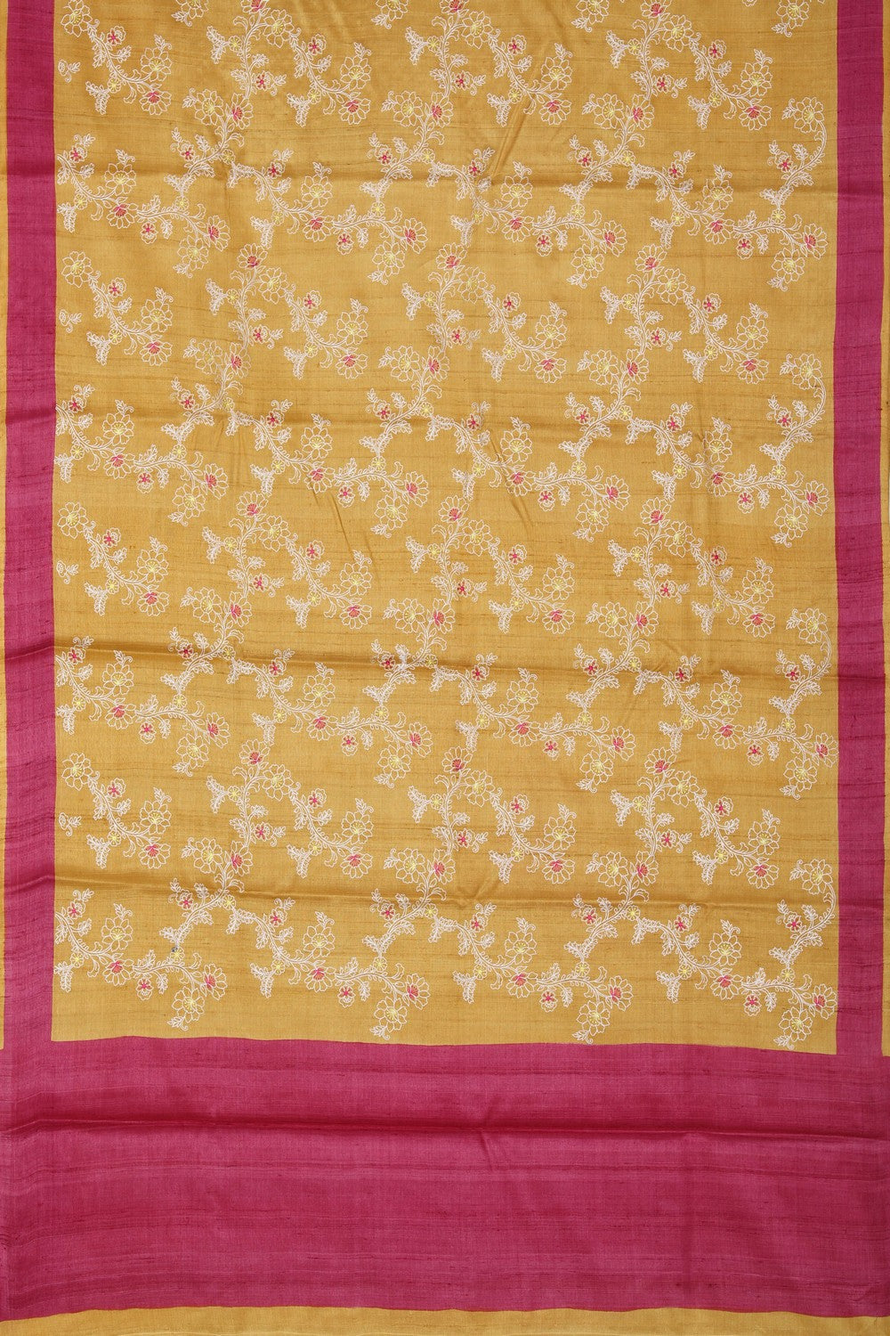 A Beautiful Tussar Silk Embroidery Saree