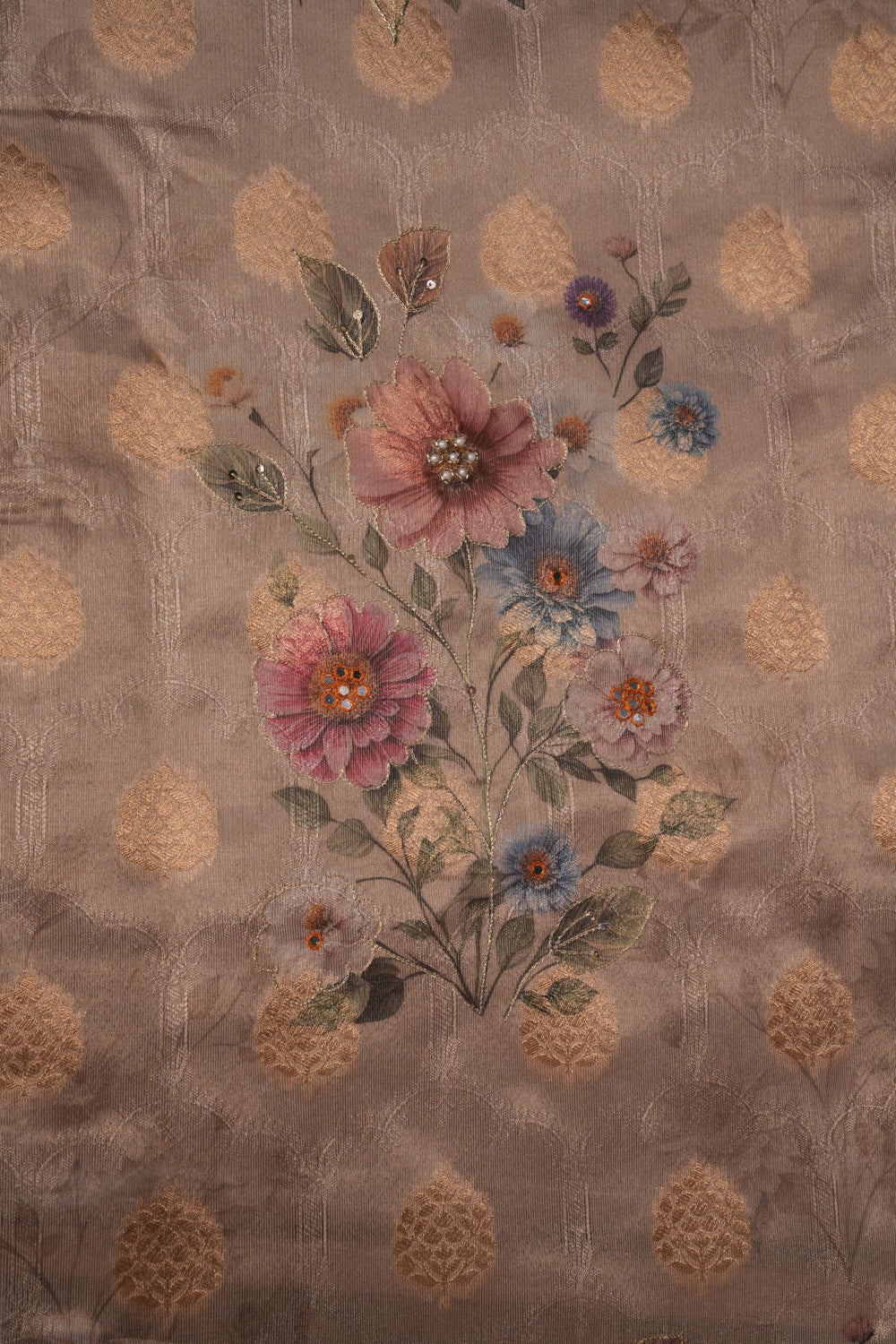 A Tissue-Printed Embroidery Saree