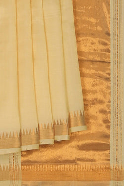 Image of Mangalgiri Silk Cream Saree