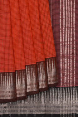 Image of Mangalgiri Silk Check Pattern Saree