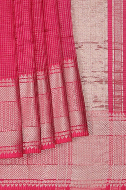 Image of Mangalgiri Silk Check Pattern Saree