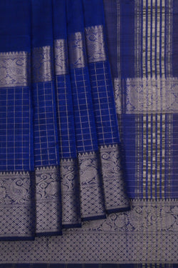 Image of Mangalgiri Silk Indigo Blue Saree