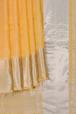Image of Mangalgiri Silk Pale Yellow Saree