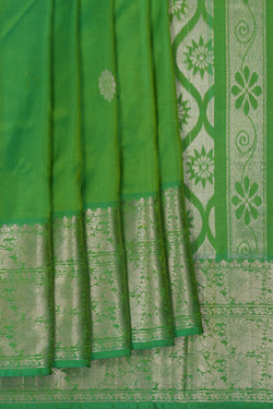 Image of Mangalgiri Silk Green Saree