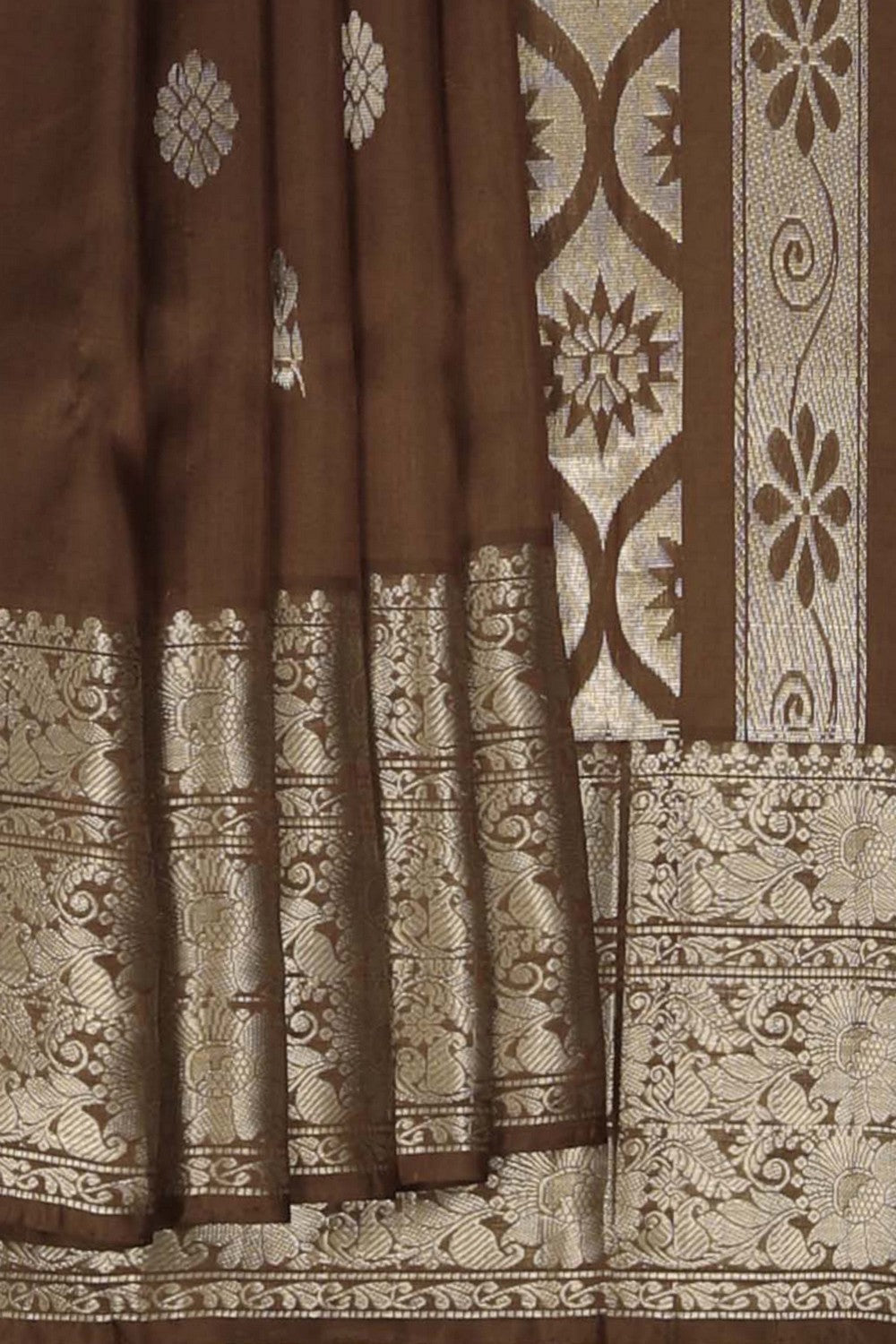 Mangalgiri Silk Brown Saree