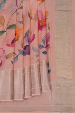 Image of A Floral printed Mangalgiri silk saree