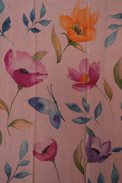 Image of A Floral printed Mangalgiri silk saree
