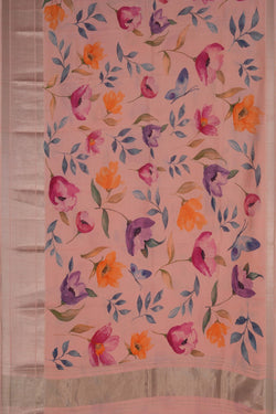 Image of A Floral printed Mangalgiri silk saree
