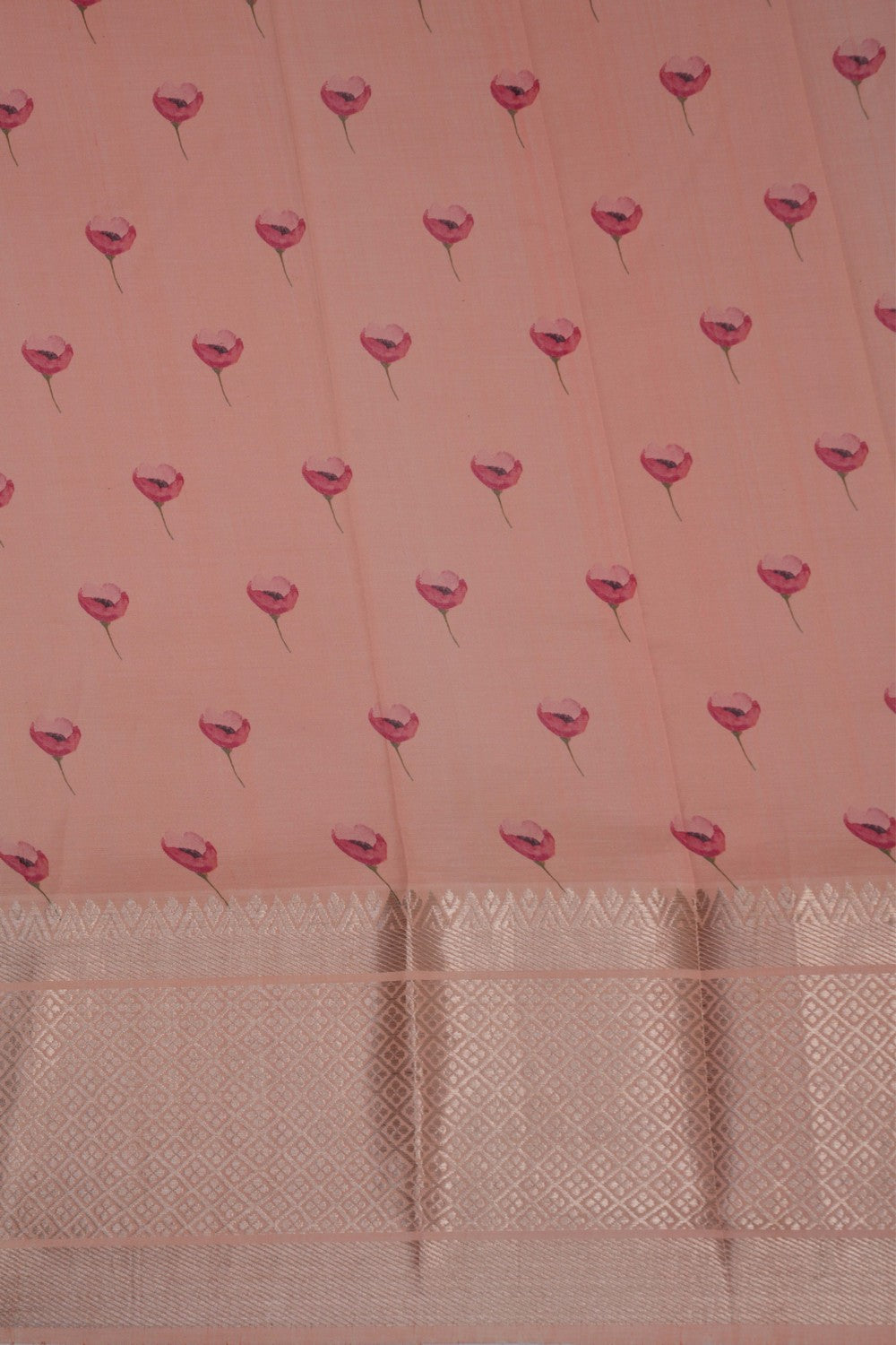 A Floral printed Mangalgiri silk saree