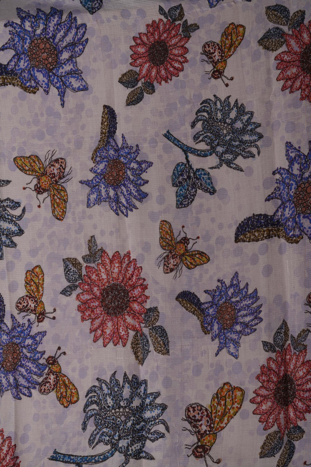 Image of A floral printed Mangalgiri silk saree