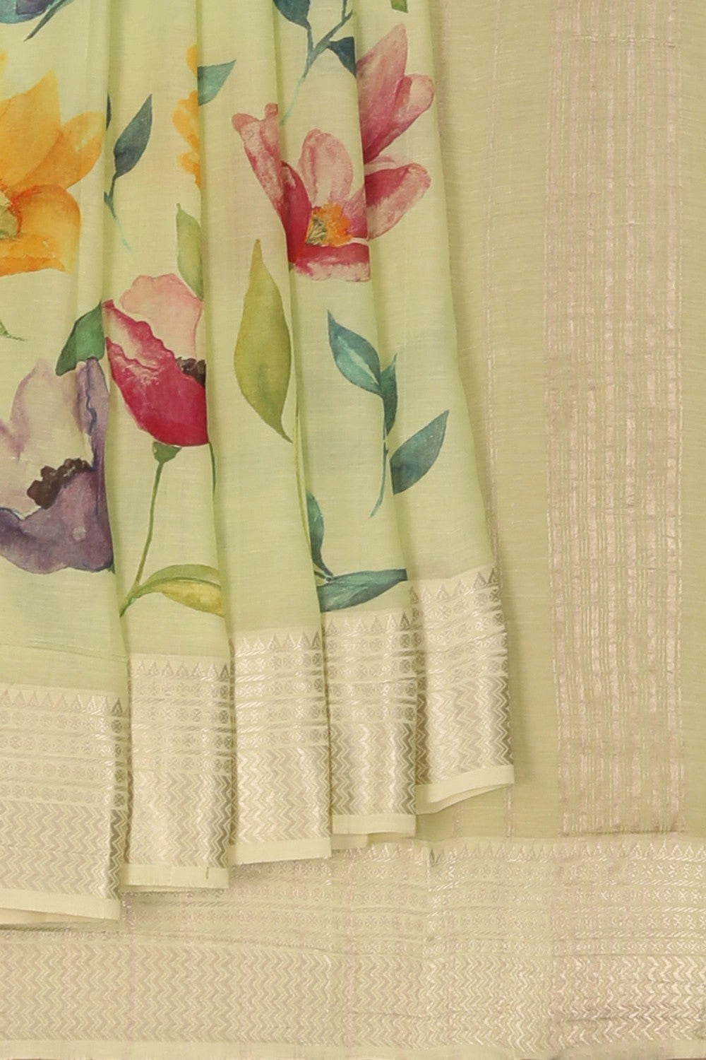 A Floral printed Mangalgiri silk saree