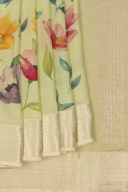 Image of A Floral printed Mangalgiri silk saree