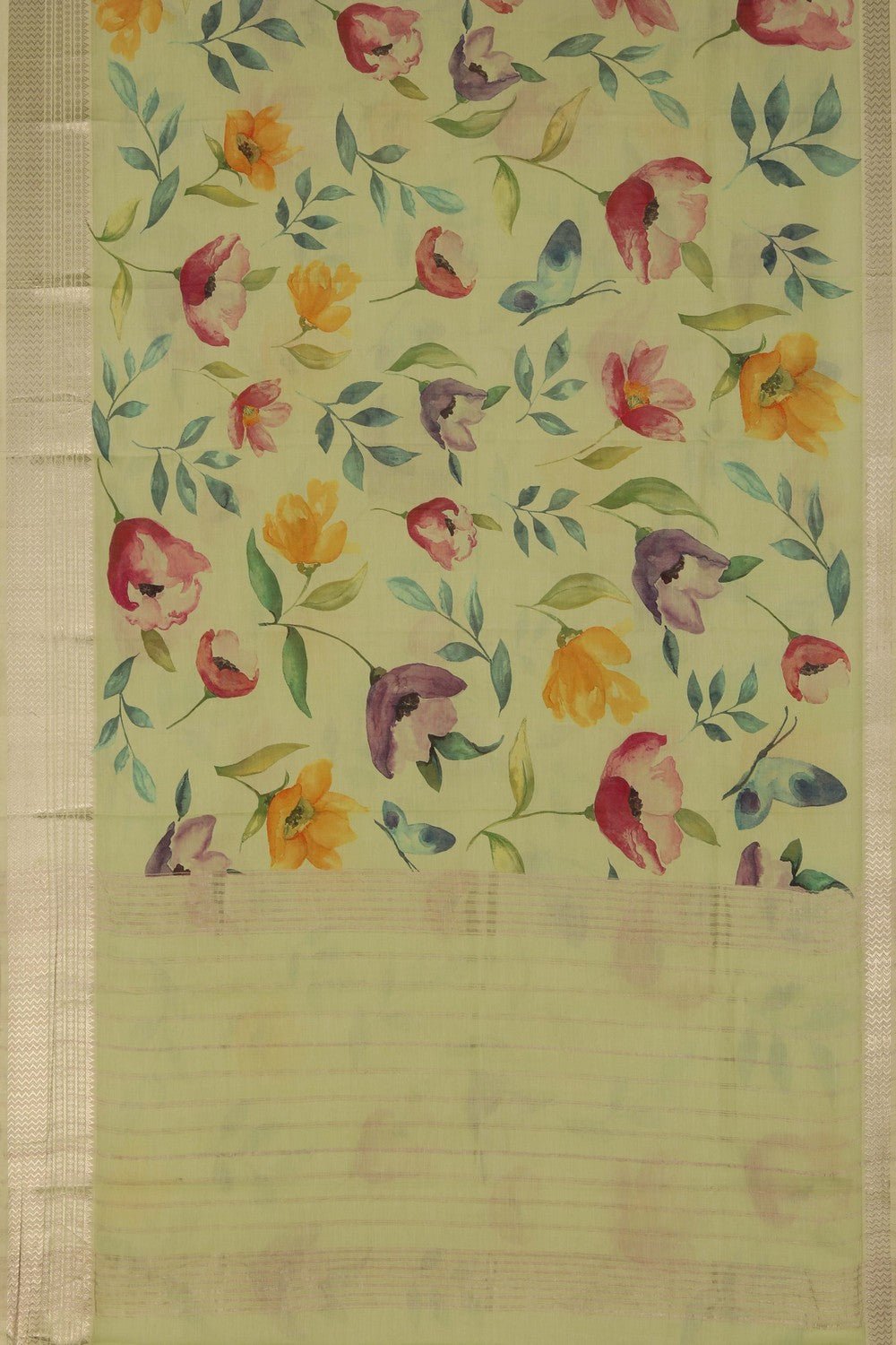 A Floral printed Mangalgiri silk saree