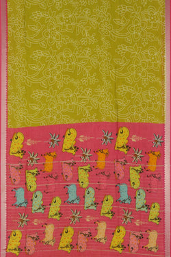 Image of A Floral printed Mangalgiri silk saree
