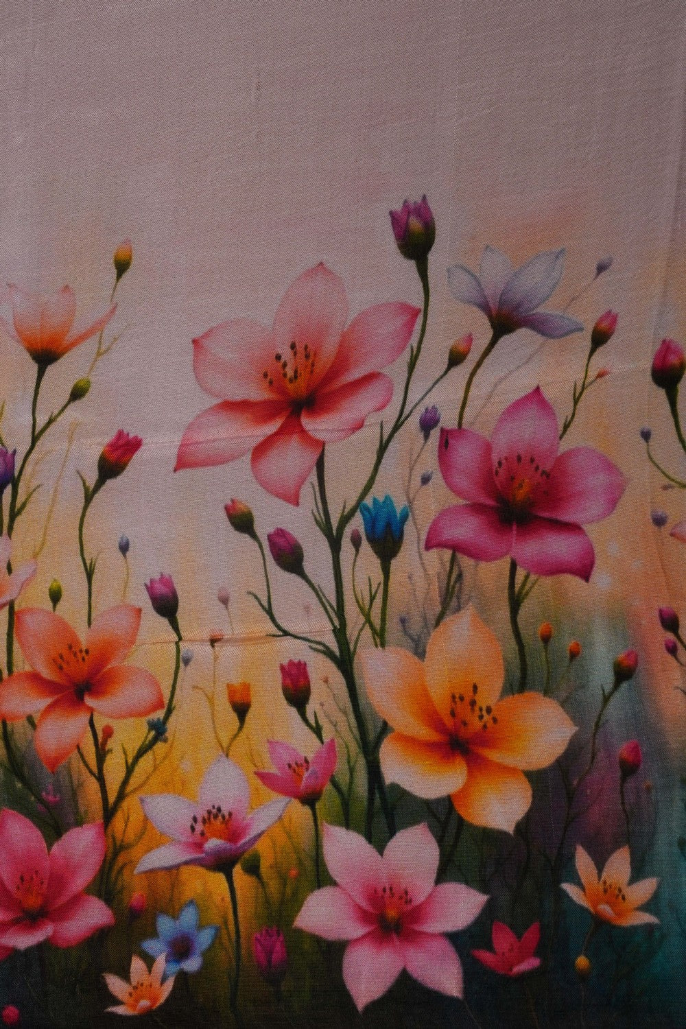 A floral printed Mangalgiri silk saree