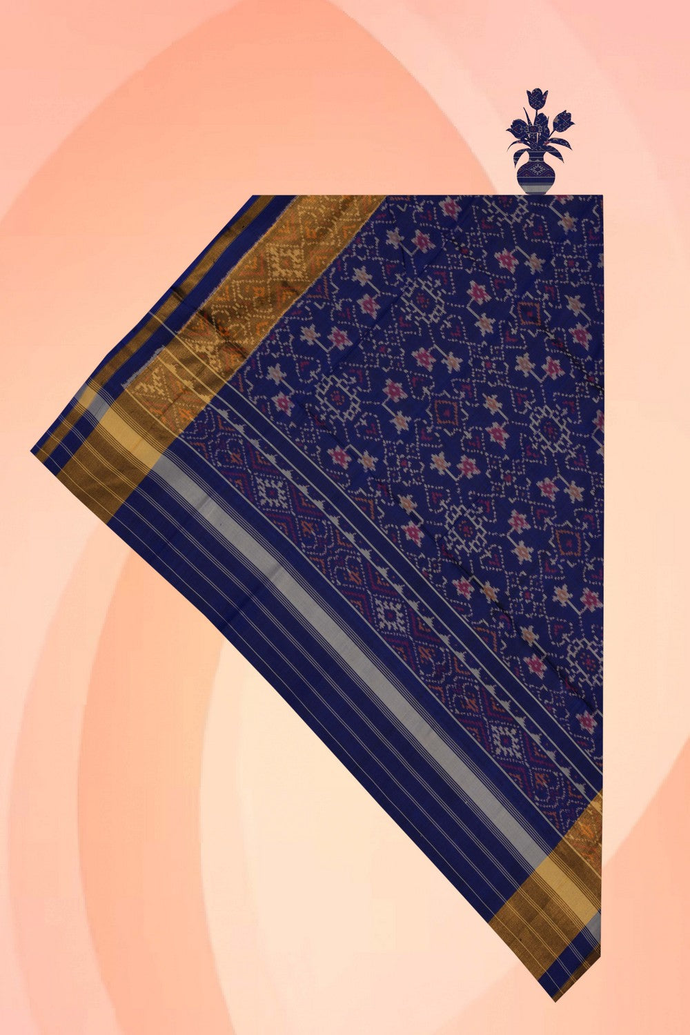 Image of Rajkot Patola Indigo Blue Dupatta