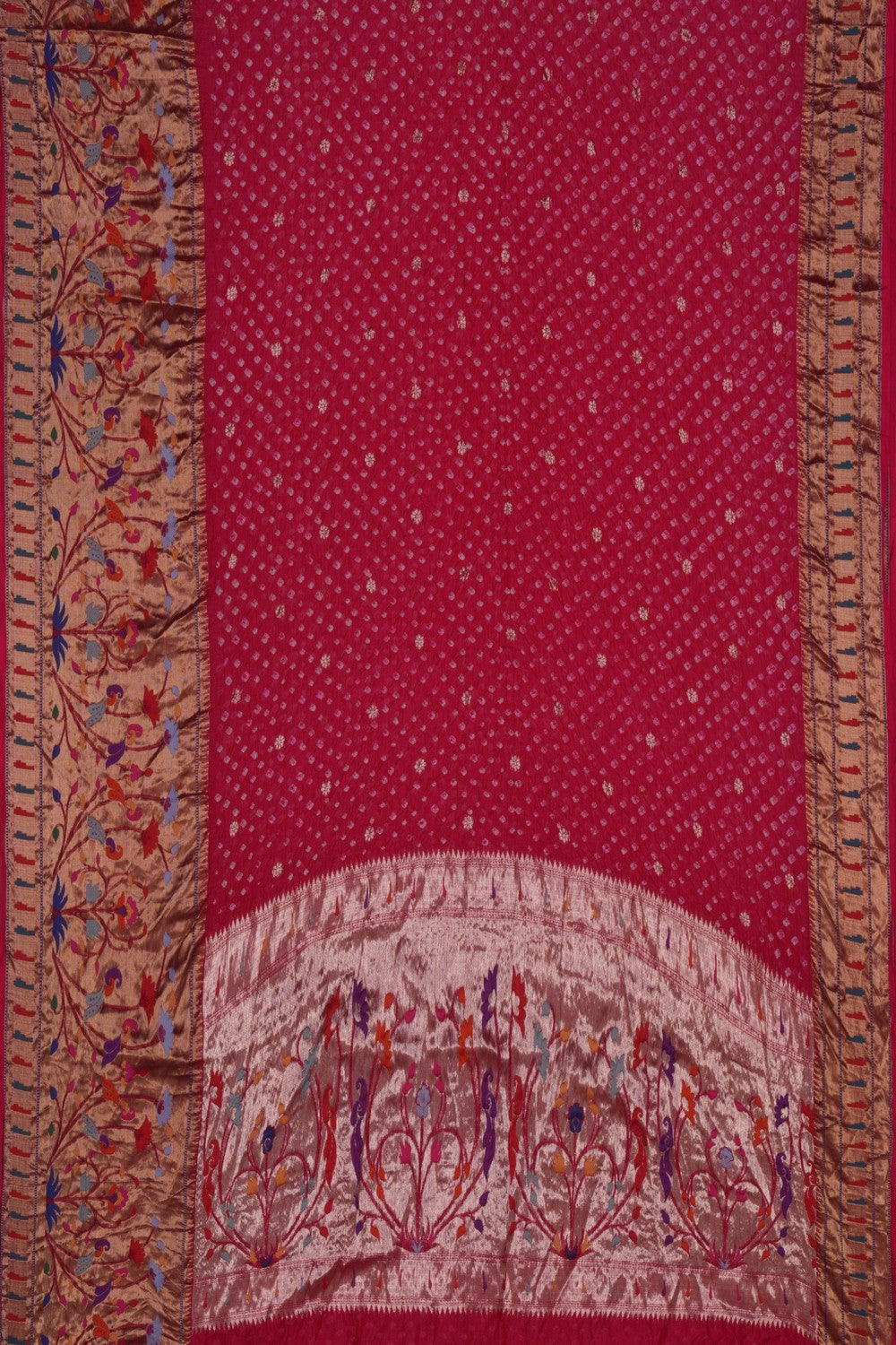 Kota-Bandhani Saree With Paithani Border