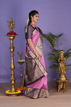 Image of Purplish Pink Brocade South Silk Saree
