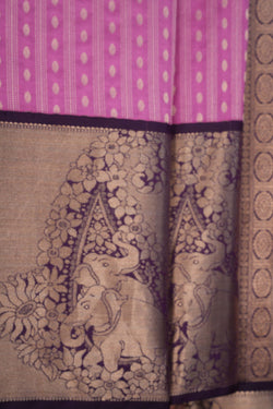 Image of Purplish Pink Brocade South Silk Saree