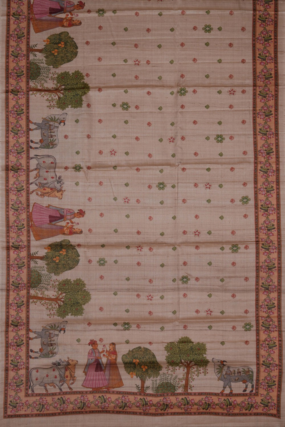 Image of A Pichwai Art Tussar Saree
