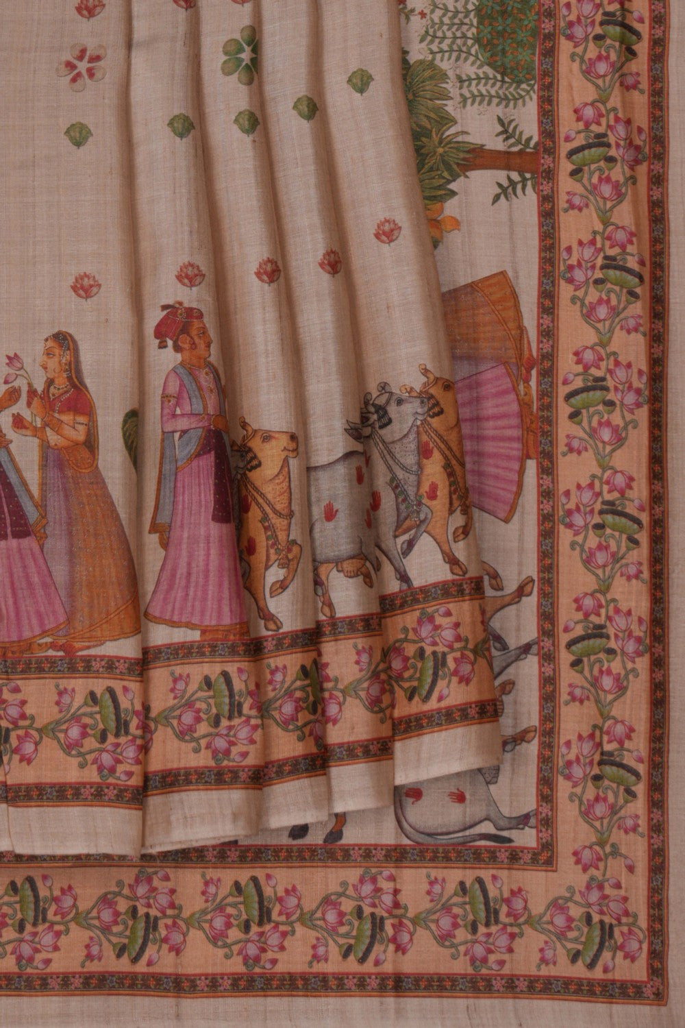 Image of A Pichwai Art Tussar Saree